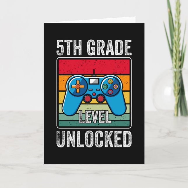 Carte Déverrouiller de 5e année Retour à l'école Jeu vid (Devant)