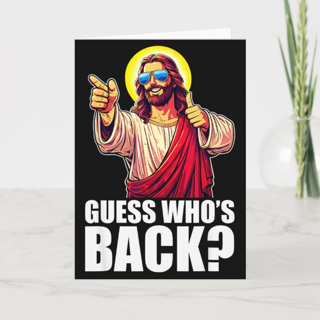 Carte Devinez qui est de retour_ Christian Jésus Célibat (Devant)