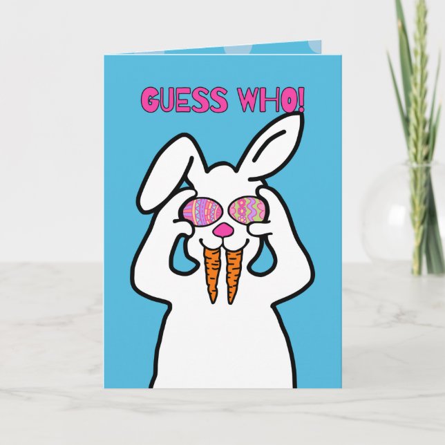 Carte Devinez qui! Lapin de Pâques drôle | Pâques humori (Devant)
