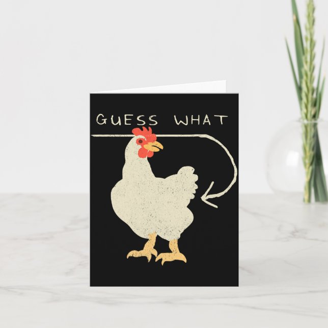Carte Devinez quoi Cul de poulet Drôle Heureux  (Devant)