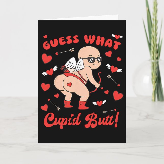 Carte Devinez quoi Cupid Butt Drôle T-shirt de la Saint- (Devant)