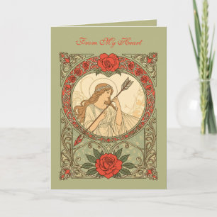 Carte Dévotion Art Nouveau Romance Vintage