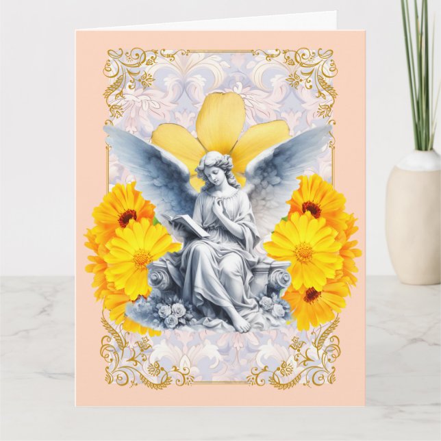 Carte Dévotion dorée - Ange tournesol (Devant)