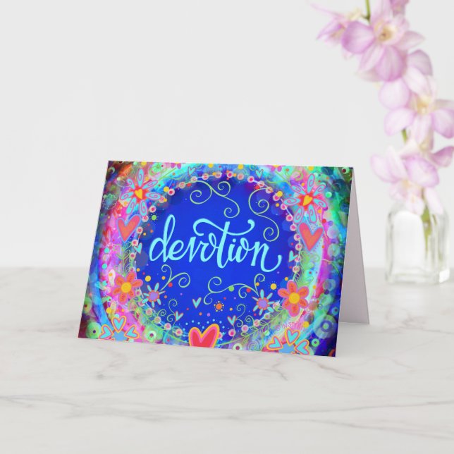 Carte Dévotion Plutôt Bleu Floral Whimsical Amusant (Orchidée)