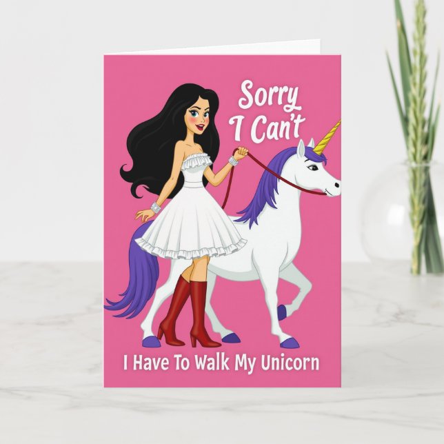 Carte d'excuse de promenade de licorne (Devant)