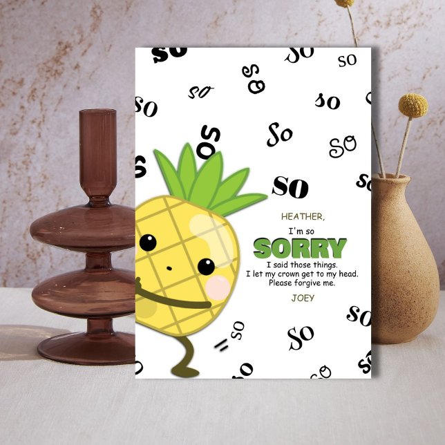 Carte d'excuses pour ananas (Say sorry with this fun pineapple apology card.)