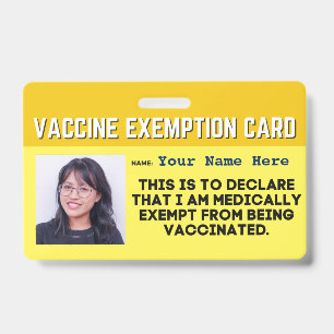 Carte d'exemption médicale de vaccination ID Badge