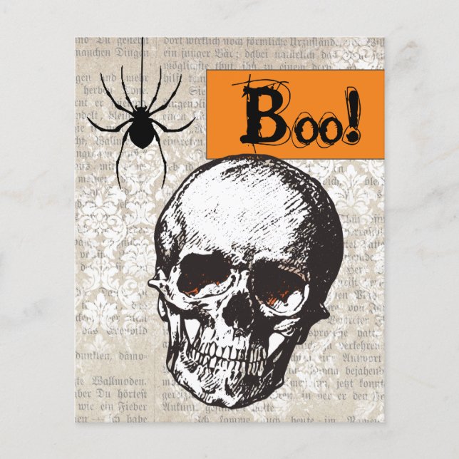 Carte d'Halloween à crâne Vintage BUDGET (Devant)