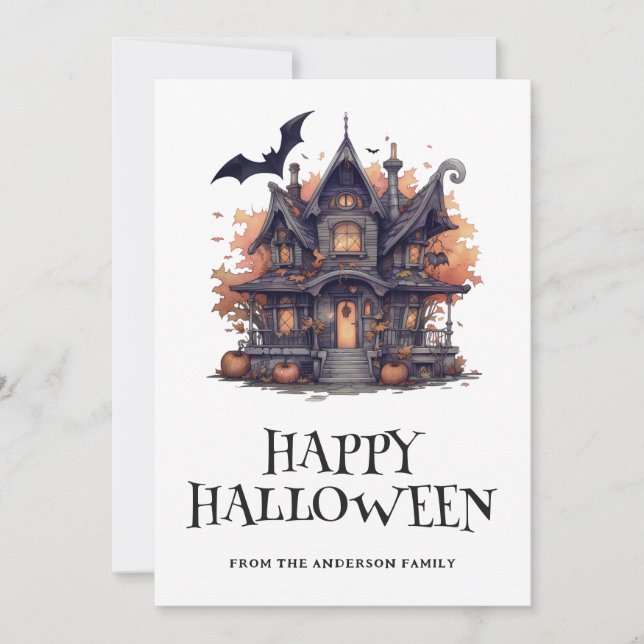 Carte d'Halloween à l'aquarelle (Devant)