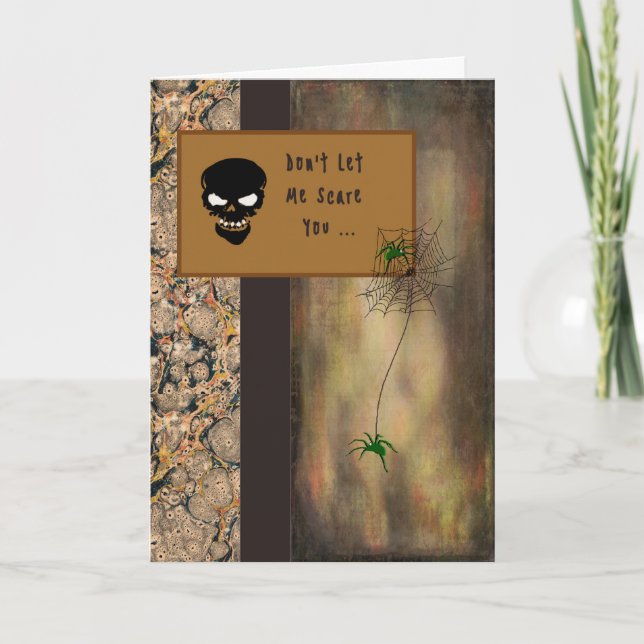 Carte d'Halloween avec squelette et araignées (Devant)