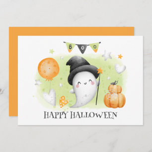 Carte d'Halloween Baby-Ghost petit garçon mignonne