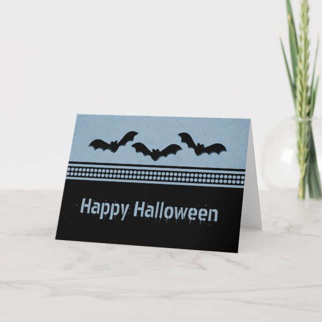 Carte d'Halloween Batty, bleu clair (Devant)