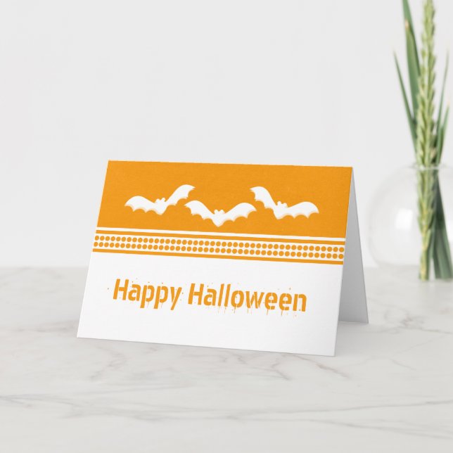 Carte d'Halloween Batty, orange et blanc (Devant)
