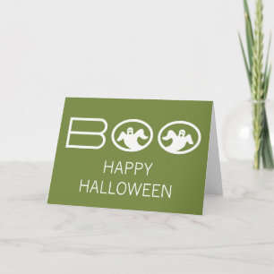 Carte d'Halloween Boo Ghosts, vert et blanc