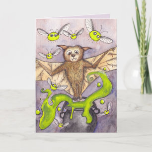 Carte d'Halloween chauve et chauve-souris