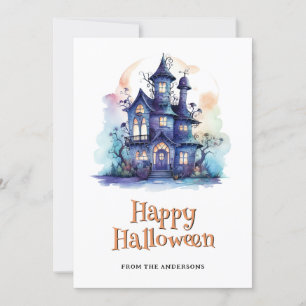 Carte d'Halloween Citrouille de la maison hantée v