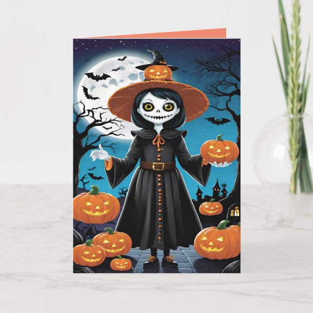 Carte d'Halloween citrouille et à moelle-moelle (Devant)
