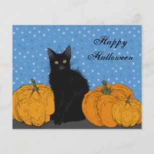 Carte d'Halloween Citrouille et Chat noir BUDGET