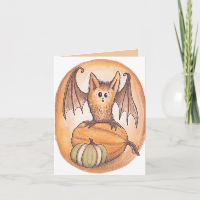Carte d'Halloween Citrouille et chauve-souris (Devant)