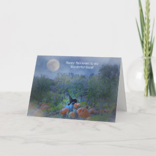 Carte d'Halloween Citrouille pour sorcière nièce m