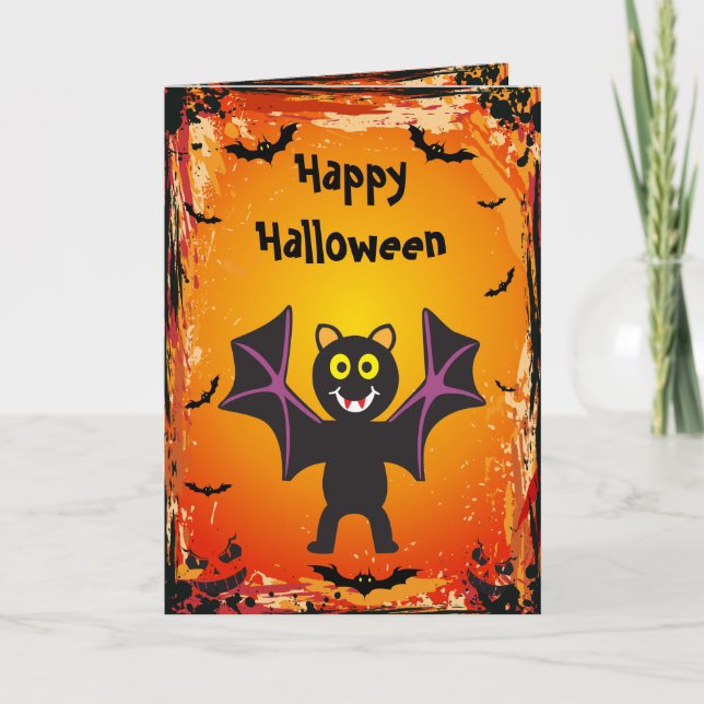 Carte d'Halloween Cute Vampire Batte (Devant)