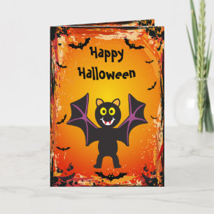 Carte d'Halloween Cute Vampire Batte