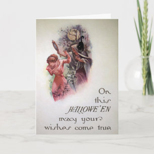 Carte d'Halloween d'attaque miroir vintage