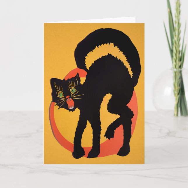 Carte d'Halloween de chat rétro (Devant)