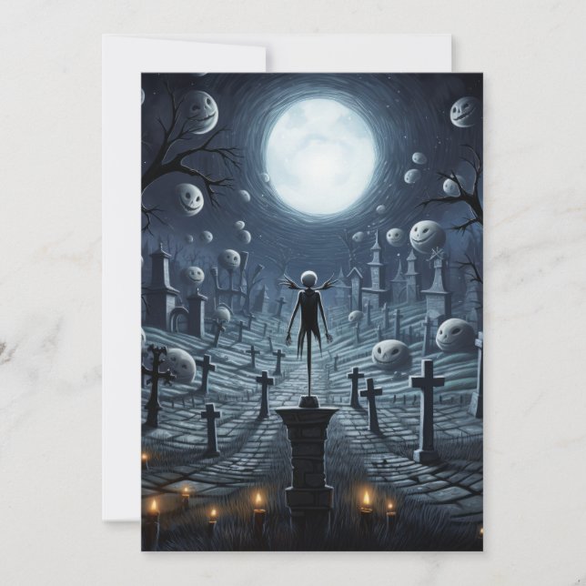 Carte d'Halloween de cimetière (Devant)