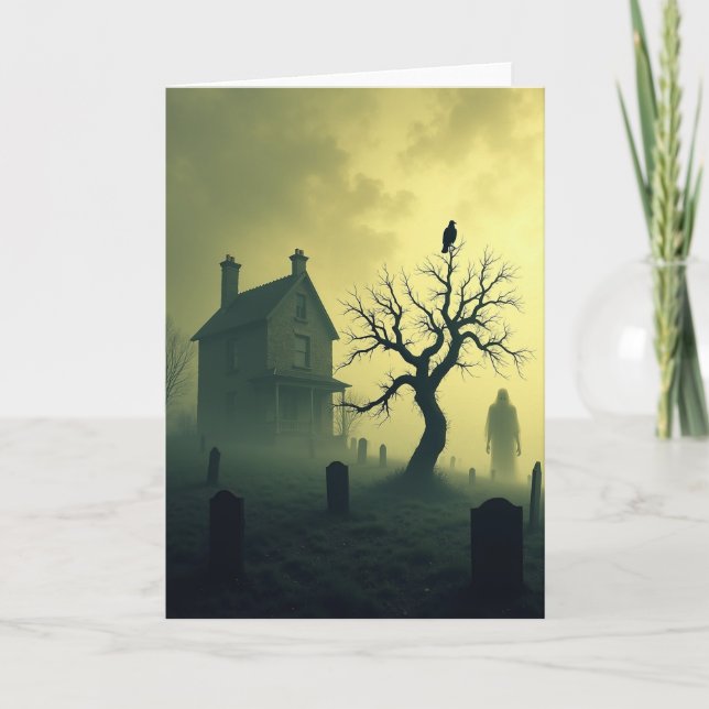 Carte d'Halloween de cimetière effrayant (Devant)