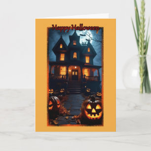Carte d'Halloween de la maison victorienne