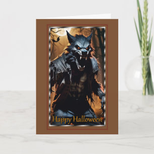 Carte d'Halloween de loup-garou en menacée