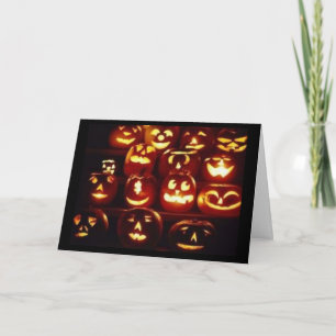 Carte d'Halloween des expressions citrouilles