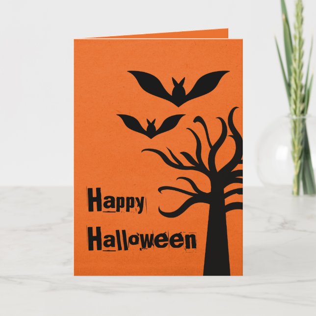 Carte d'Halloween Eerie Bats, orange (Devant)
