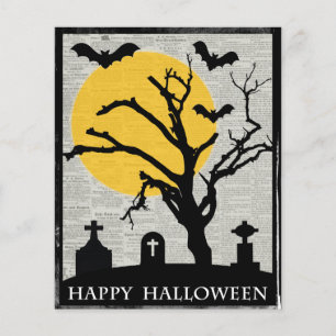 Carte d'Halloween Éffrayant Arbre et Tombstone BUD