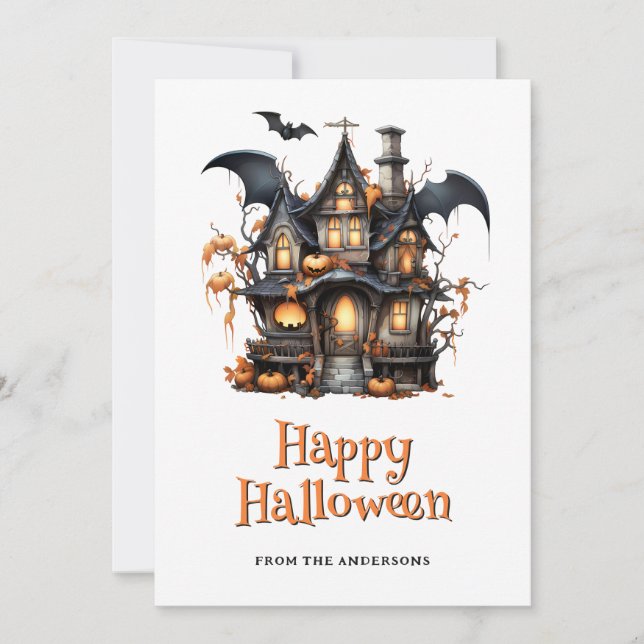 Carte d'Halloween éffrayant Citrouilles chauves-so (Devant)