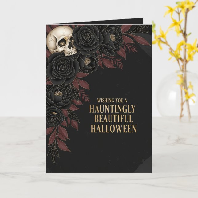Carte d'Halloween étrangement belle (Fleur jaune)