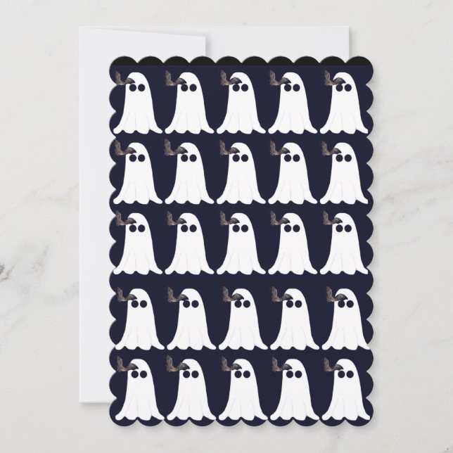 Carte d'Halloween Fantômes et chauves-souris (Devant)