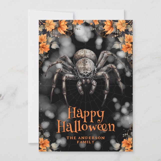 Carte d'Halloween florale Spider Cobweb (Devant)
