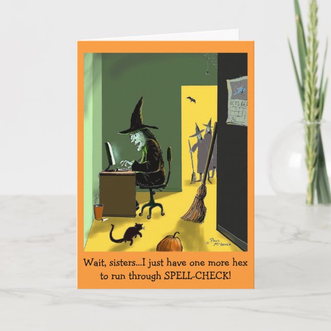 Carte d'Halloween Green Weenii "Spell Check" (Devant)