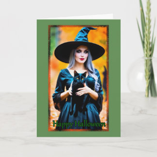 Carte d'Halloween Grey Haired Witch