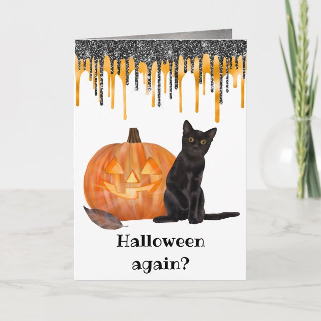 Carte d'Halloween Jack de chat noir (Devant)