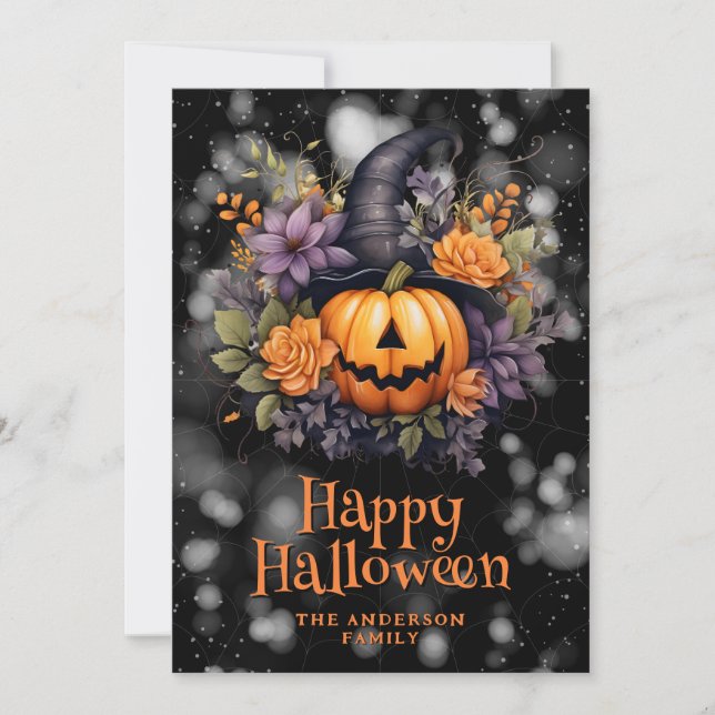 Carte d'Halloween Jack O'Lantern Floral (Devant)
