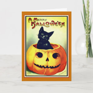 Carte d'Halloween Little Black et Jack O' Lantern