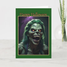 Carte d'Halloween Monstre Serpent Vert