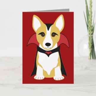 Carte d'Halloween personnalisable Corgi Vampire