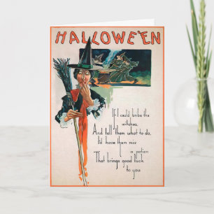 Carte d'Halloween Poem Sortie de chambre vintage