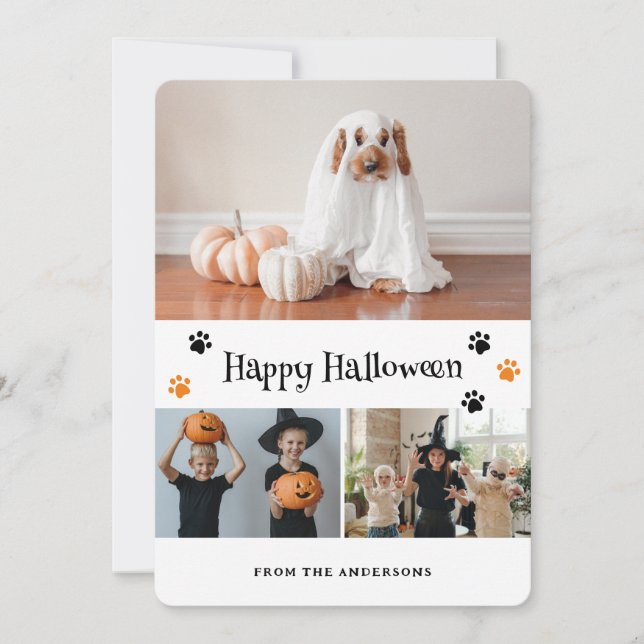 Carte d'Halloween pour les Empreintes de pattes fa (Devant)