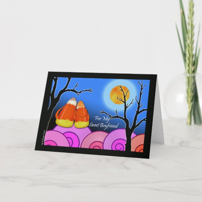Carte d'Halloween pour petit ami, Candy Corn Coupl (Devant)