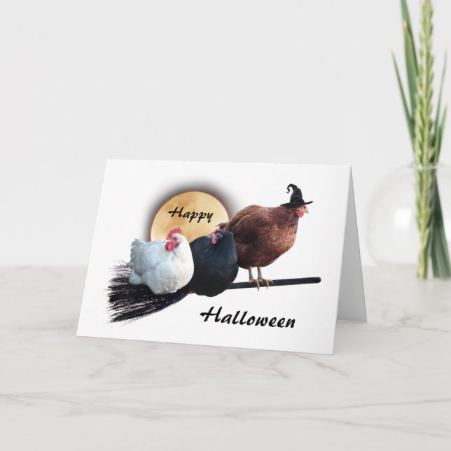Carte d'Halloween pour poulets sorciers (Devant)